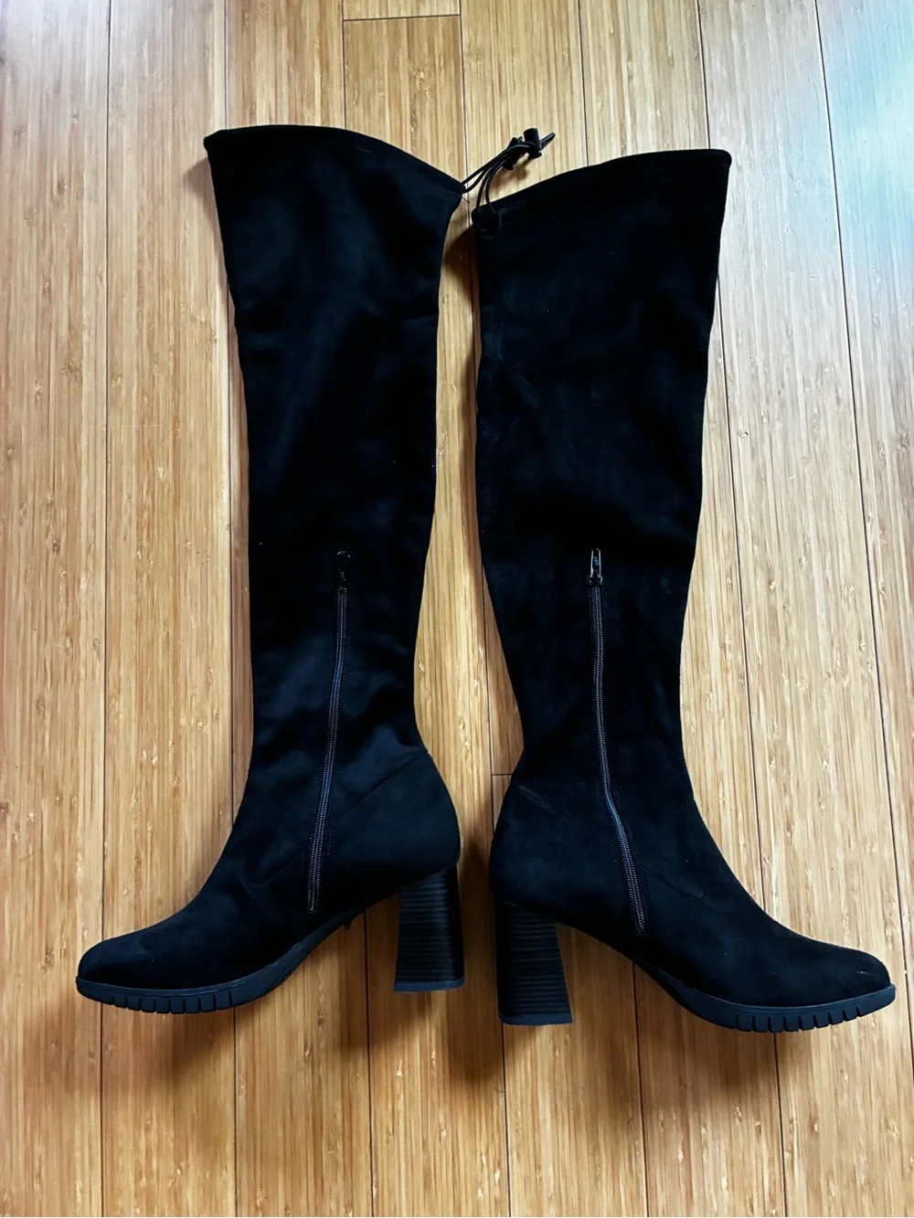 Black Over-the-Knee Block Heel Boots